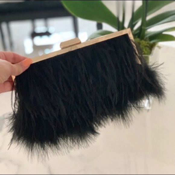 BEBE Luxury OSTRICH Feather Pochette Plume Ella Clutch / Shoulder Bag SOLD - Picture 11 of 13